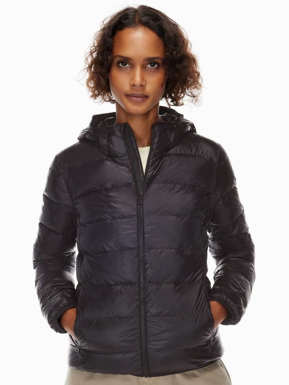 TNA Black Hooded Lightweight Puffer Jacket